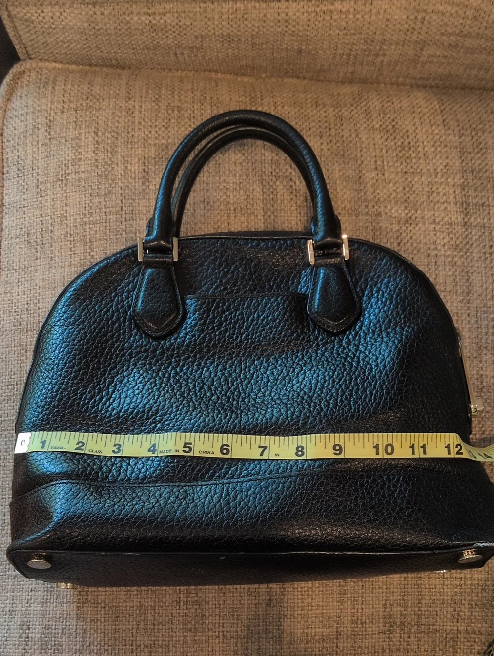 Michael Kors Smthe Dome Black Leather Satchel